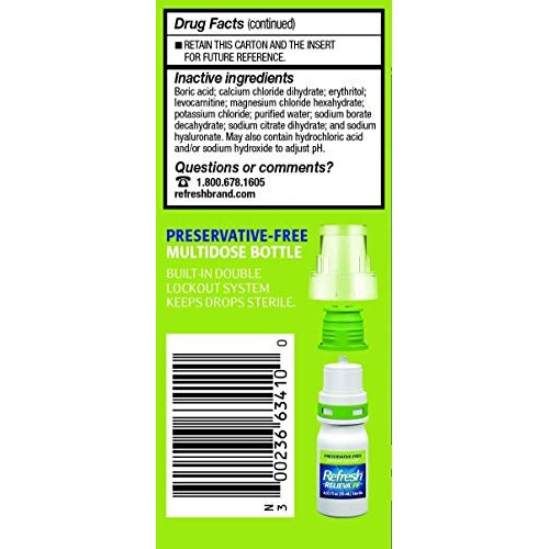 Refresh Relieva Preservative-Free Lubricant Eye Drops 0.33 Fl Oz (10ml) Steri...