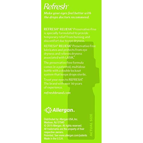 Refresh Relieva Preservative-Free Lubricant Eye Drops 0.33 Fl Oz (10ml) Steri...