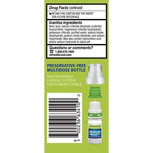 Refresh Relieva Preservative-Free Lubricant Eye Drops 0.33 Fl Oz (10ml) Sterile