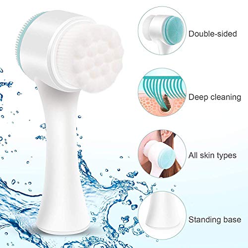 Manual Facial Cleansing Brush, 2-in-1 Skin Care face Brush, Silicone Facial S...
