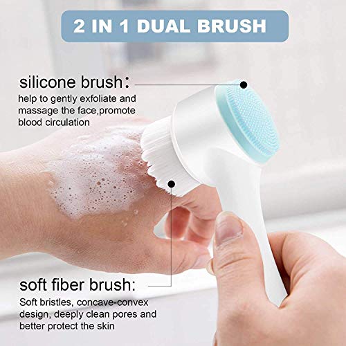 Manual Facial Cleansing Brush, 2-in-1 Skin Care face Brush, Silicone Facial S...