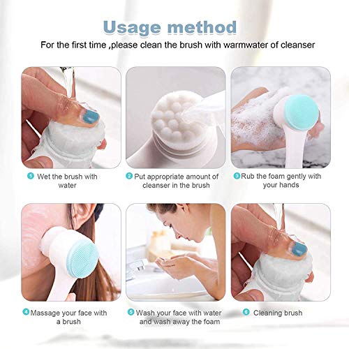 Manual Facial Cleansing Brush, 2-in-1 Skin Care face Brush, Silicone Facial S...