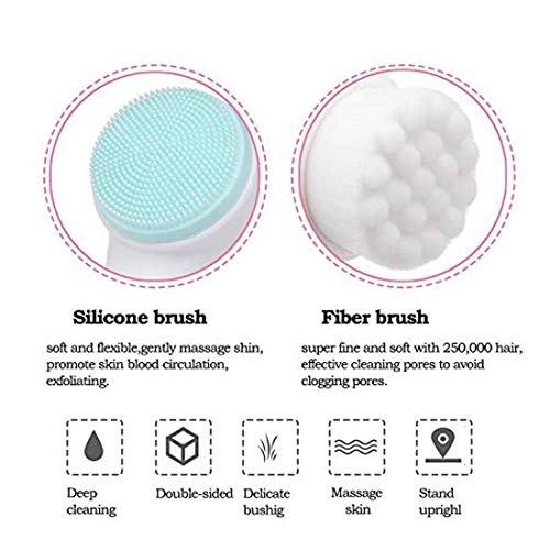 Manual Facial Cleansing Brush, 2-in-1 Skin Care face Brush, Silicone Facial S...