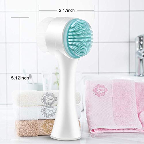 Manual Facial Cleansing Brush, 2-in-1 Skin Care face Brush, Silicone Facial S...
