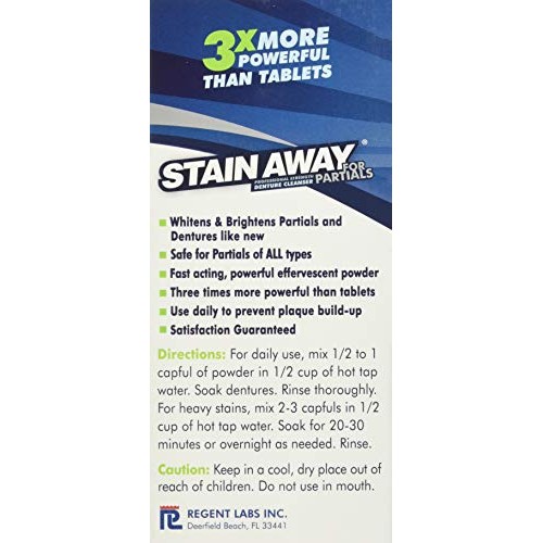 Regent Labs Stain Away Professional Strength Denture Cleanser for Partials, 8...