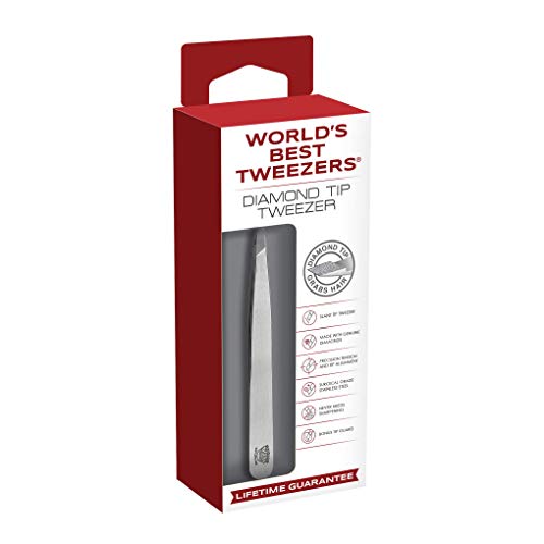World's Best Tweezers Diamond Tip Tweezer - Diamond Coated Slant Tip Precisio...
