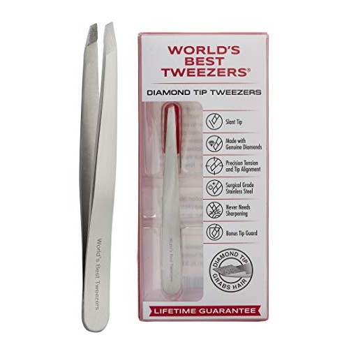 World's Best Tweezers Diamond Tip Tweezer - Diamond Coated Slant Tip Precisio...