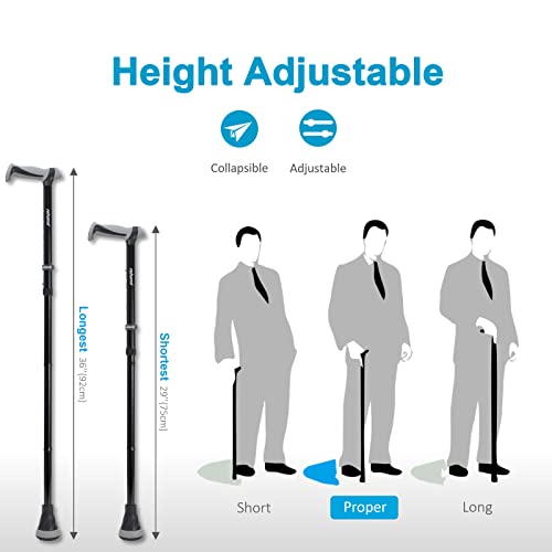 All Terrain Walking Cane, Foldable Walking Sticks for Seniors & Adults, Pivot...