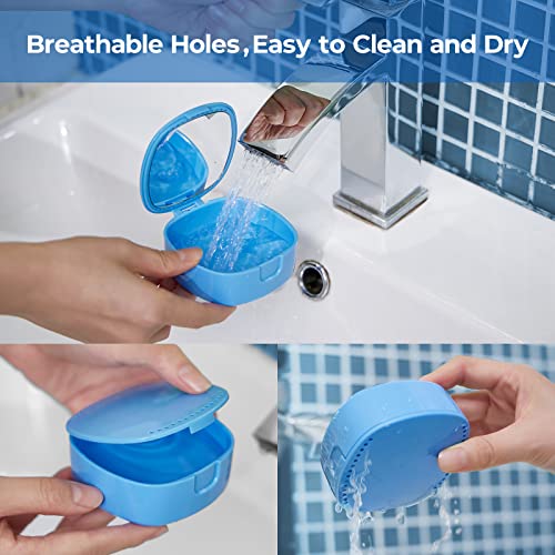 Reinmoson (2Pack) Blue Retainer Case with Vent Holes Mirror for Aligner, Dent...