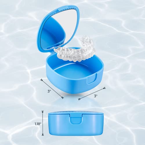 Reinmoson (2Pack) Blue Retainer Case with Vent Holes Mirror for Aligner, Dent...