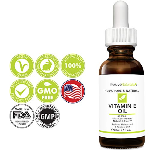 Vitamin E Oil - 100% Pure & Natural, 42,900 IU. Visibly Reduce the Look of Sc...