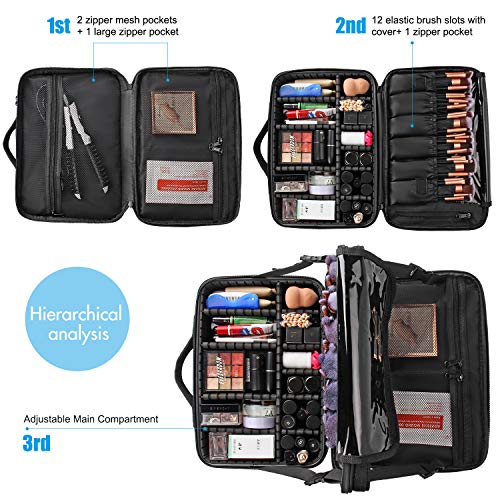 Relavel Makeup Bag Travel Makeup Train Case 13.8 inches Large Cosmetic Case P...