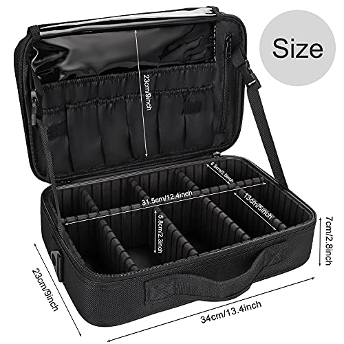 Relavel Makeup Bag Travel Makeup Train Case 13.8 inches Large Cosmetic Case P...