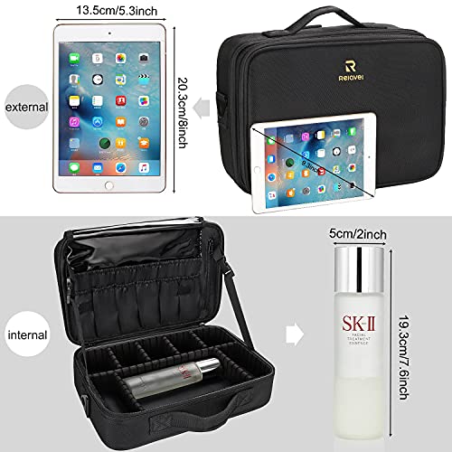 Relavel Makeup Bag Travel Makeup Train Case 13.8 inches Large Cosmetic Case P...