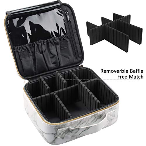 Relavel Marble Makeup Bag Large Makeup Organizer Bag Travel Train Case Portab...