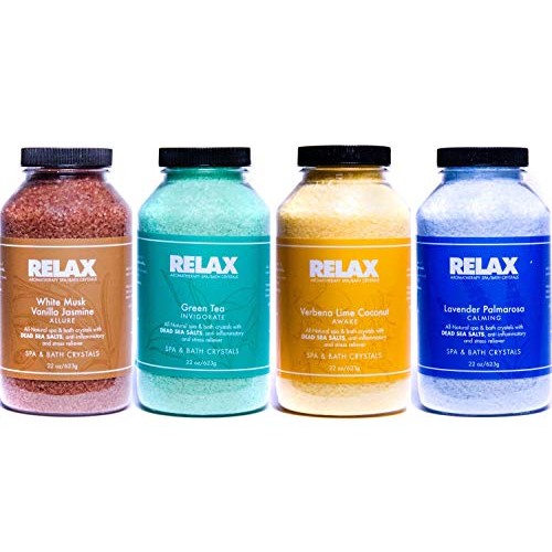 Escape Aromatherapy Bath Crystals -Pack of 4, 22 Oz- All Natural Dead Sea Sal...