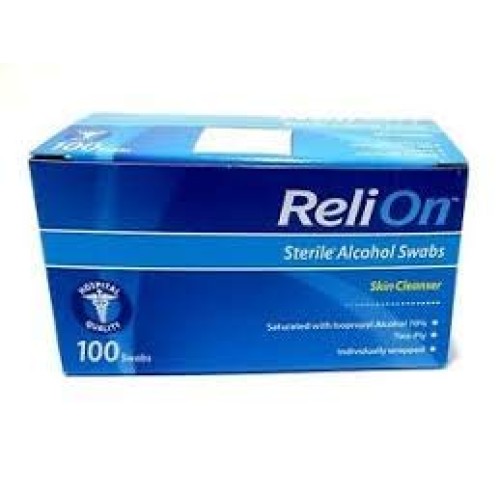 ReliOn Skin Cleanser Sterile Alcohol Swabs, 100 Count