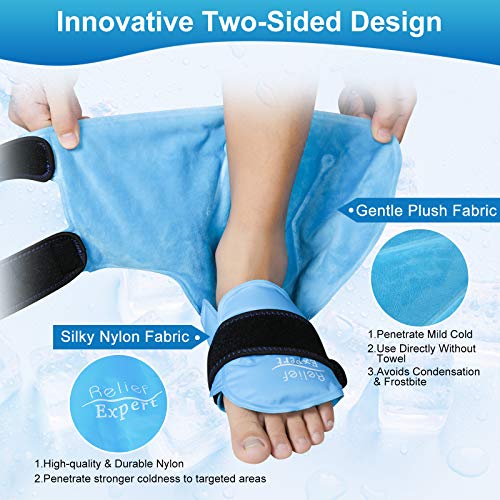 Relief Expert Ankle Foot Ice Pack Wrap for Injuries Reusable Gel Cold Pack wi...