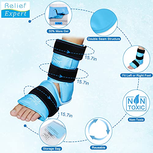 Relief Expert Ankle Foot Ice Pack Wrap for Injuries Reusable Gel Cold Pack wi...