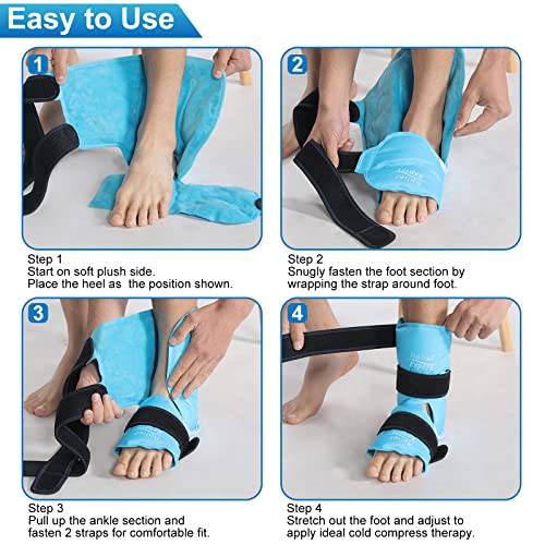 Relief Expert Ankle Foot Ice Pack Wrap for Injuries Reusable Gel Cold Pack wi...