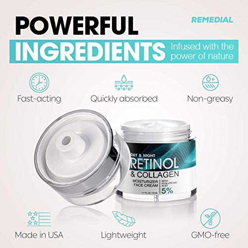 Retinol Cream for Face – Facial Moisturizer with Hyaluronic Acid and Collagen...