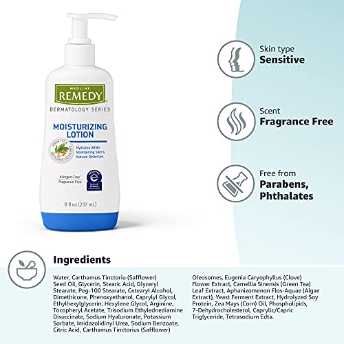 Remedy Dermatology Series Body Lotion for Dry Skin, 8 Oz, Unscented Lotion, p...