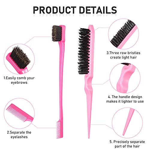 12 Pieces Hair Brush Set, Nylon Teasing Hair Brushes 3 Row Salon Teasing Brus...