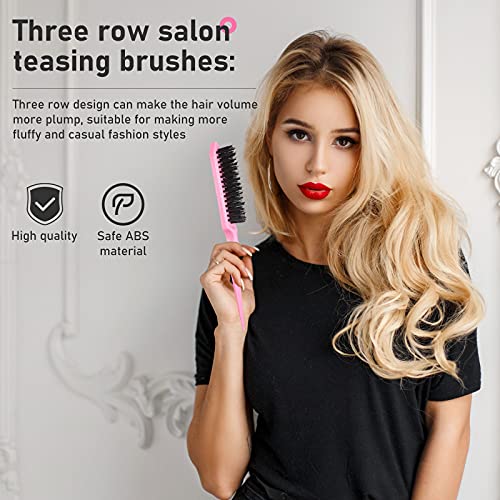 12 Pieces Hair Brush Set, Nylon Teasing Hair Brushes 3 Row Salon Teasing Brus...