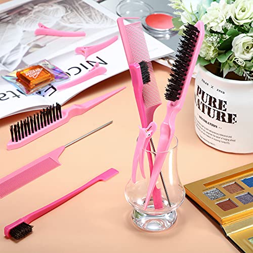 12 Pieces Hair Brush Set, Nylon Teasing Hair Brushes 3 Row Salon Teasing Brus...