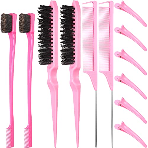 12 Pieces Hair Brush Set, Nylon Teasing Hair Brushes 3 Row Salon Teasing Brus...