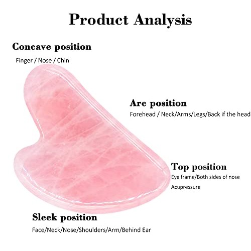 Gua Sha Massage Tool, Natural Rose Quartz Gua Sha Scraping Massage Tool, Faci...