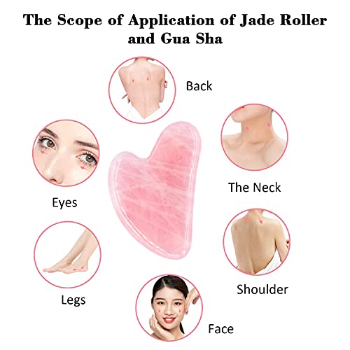 Gua Sha Massage Tool, Natural Rose Quartz Gua Sha Scraping Massage Tool, Faci...