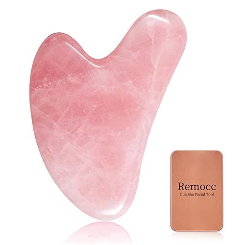 Gua Sha Massage Tool, Natural Rose Quartz Gua Sha Scraping Massage Tool, Faci...