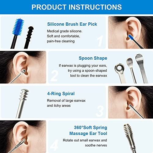 26 PCS Ear Wax Removal Kit, Earwax Remover, Safe Spiral Earwax Removal Tool, ...