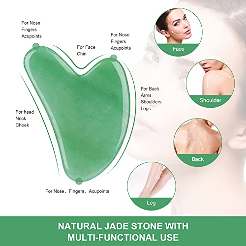 Gua Sha Facial Tool, Green Aventurine Natural Jade Stone Guasha Board for SPA...