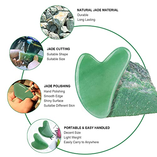 Gua Sha Facial Tool, Green Aventurine Natural Jade Stone Guasha Board for SPA...