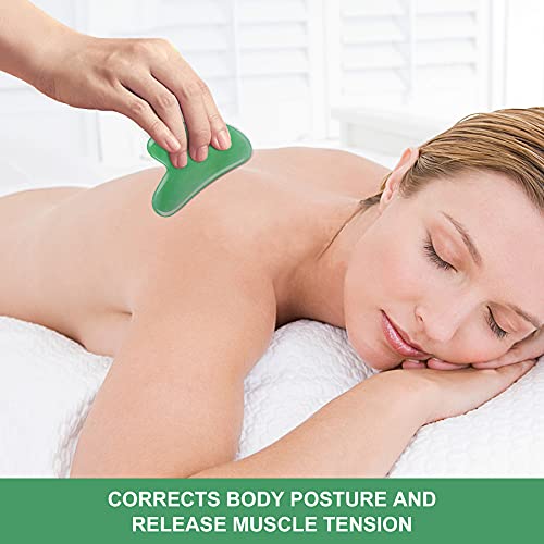 Gua Sha Facial Tool, Green Aventurine Natural Jade Stone Guasha Board for SPA...