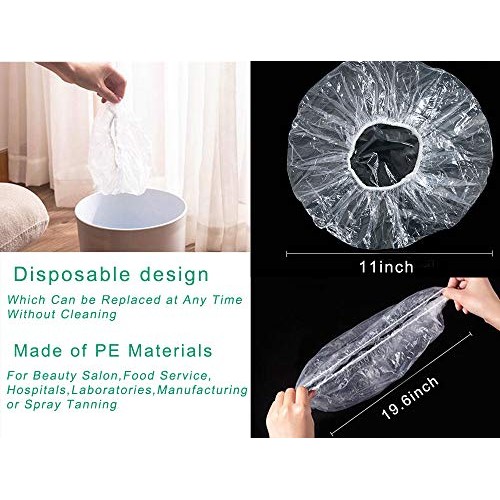 100 Disposable Clear Mop Mob Caps Clipped Hair Head Cover Shower Cap Plastic ...