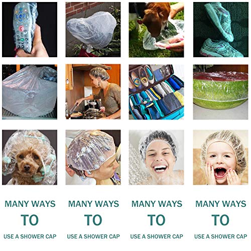 100 Disposable Clear Mop Mob Caps Clipped Hair Head Cover Shower Cap Plastic ...