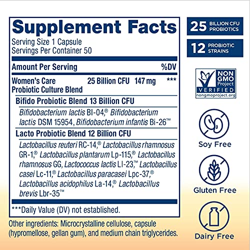 Renew Life Women's Probiotics 25 Billion CFU Guaranteed, 12 Strains, Shelf St...