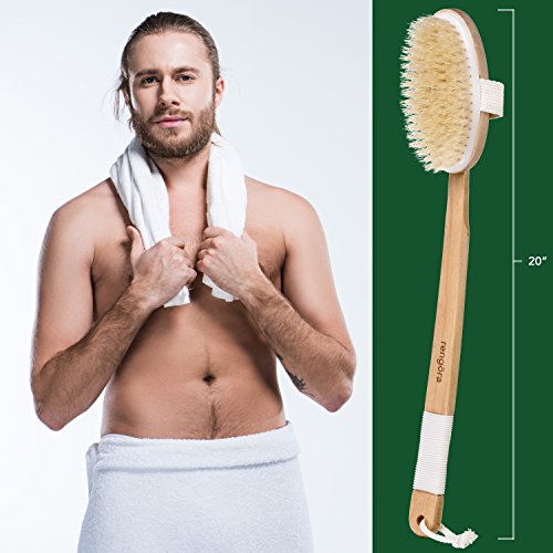 Shower Brush - 20 inch - Long Handle Bath Brush for Exfoliating, Detachable N...