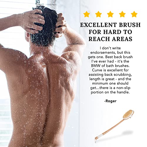 Shower Brush - 20 inch - Long Handle Bath Brush for Exfoliating, Detachable N...