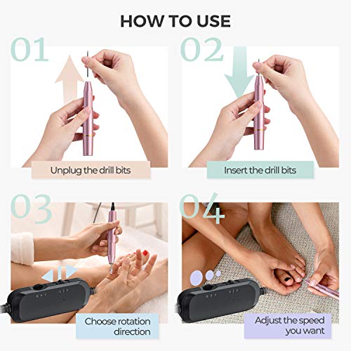 Nail Drills for Acrylic Nails Professional Electric Nail File, RenoJ Portable...