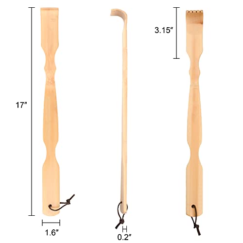 Bamboo Back Scratcher, RENOOK Newest Polished Thicken Extended Backscratchers...