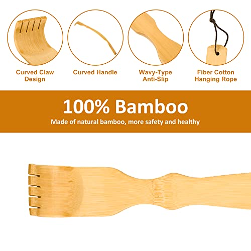 RENOOK 4 Pack Back Scratcher for Men, Women & Adults - Long Curved Handle Bam...