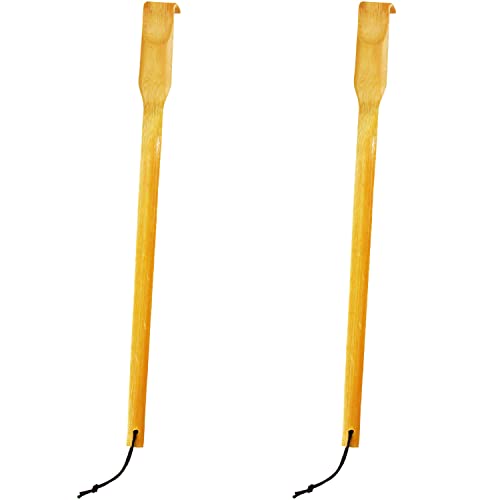 RENOOK Back Scratcher, 2 Piece 17" Natural Strong Sturdy Traditional Bamboo W...