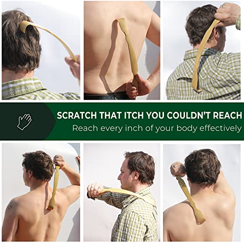 RENOOK Back Scratcher Bamboo - Curved Long Handle 1 PC Wooden Back Scratcher ...
