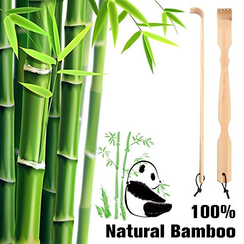 RENOOK Bamboo Back Scratchers, 3 Pieces Thicken Extended Wooden Personal Mass...