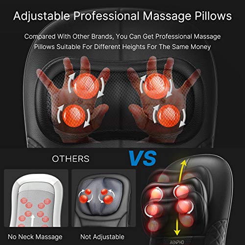 Back Massager with Heat, RENPHO Chair Massage Pad, Shiatsu and Rolling Back a...