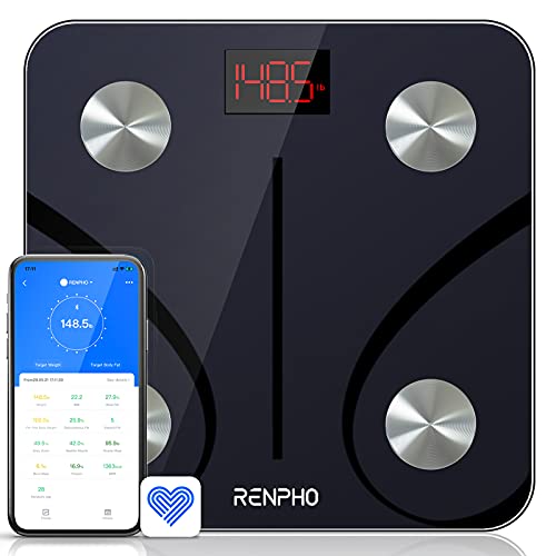 RENPHO Bluetooth Body Fat Scale, Digital Weight Scale Bathroom Smart Body Com...